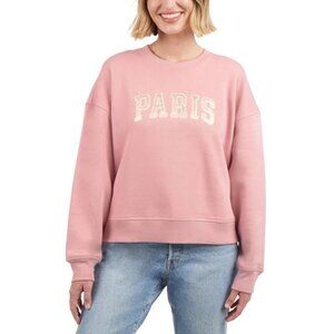 Elle Sport Women's L Paris Dusty Rose Sweatshirt Graphic Crewneck Pullover M0803